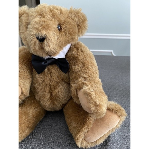 Vintage Vermont Teddy 15” Bear Black Tie Jointed Limbs Stuffed Toy - Picture 8 of 10